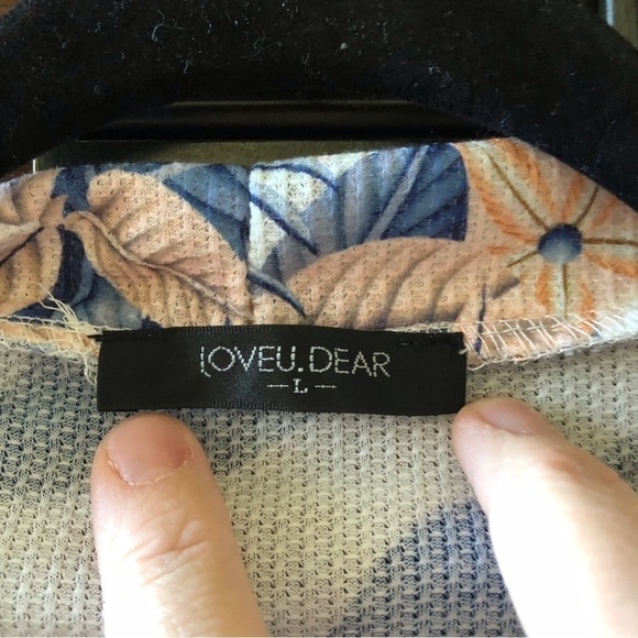 LoveU.Dear waffle knit bird print open front cardigan size L - Picture 7 of 10